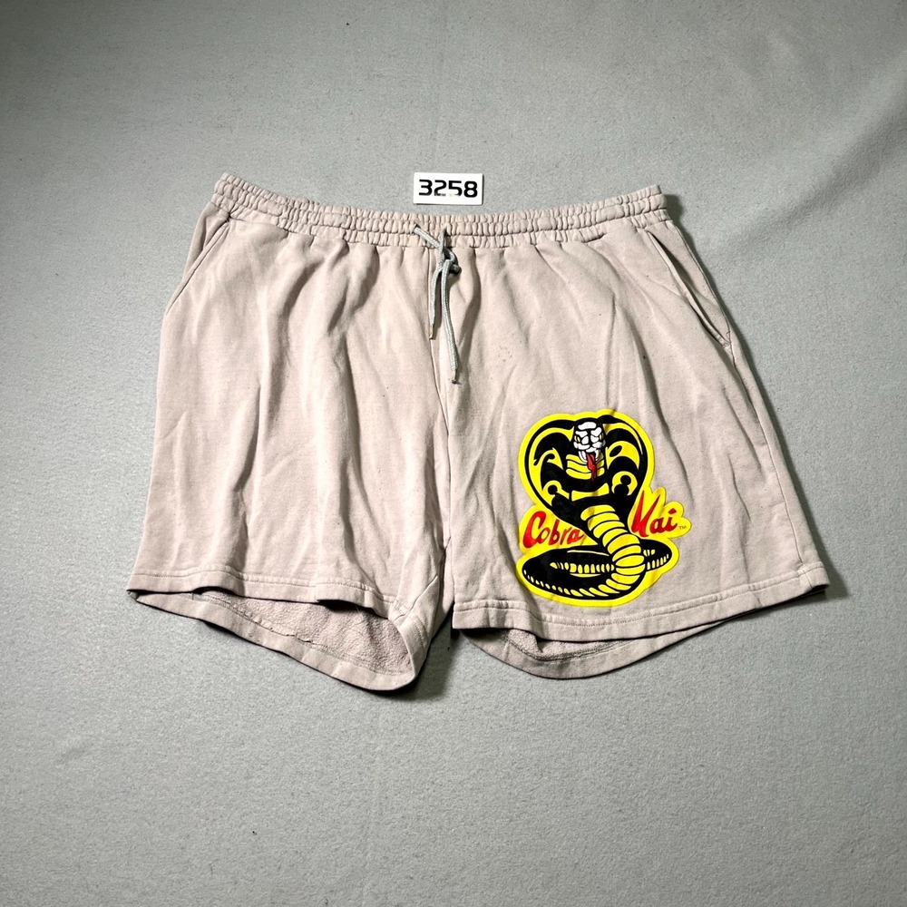 Cobra Kai Bioworld Shorts‎ Mens 3XL Tan Graphic French Terry Drawstring Waist